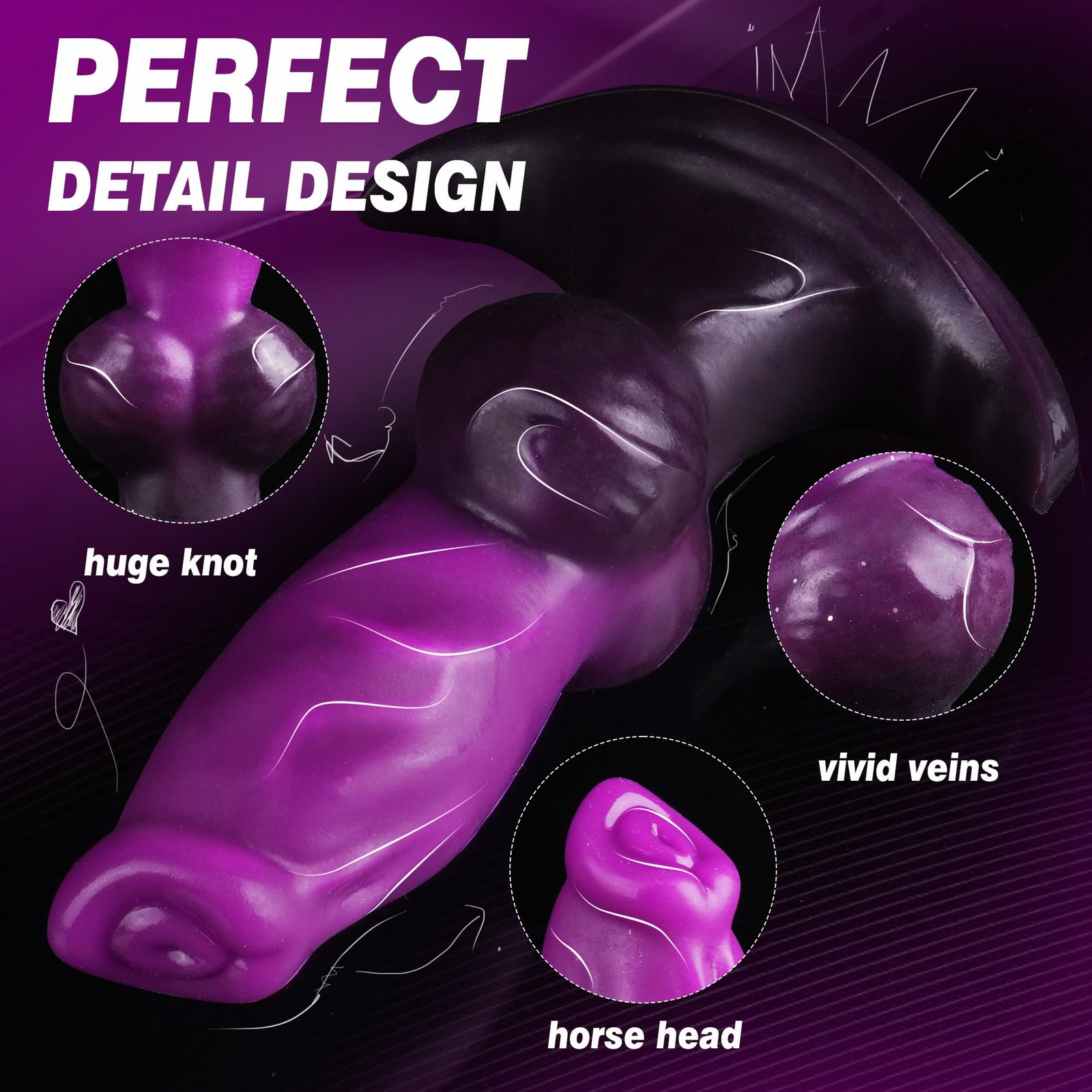 Gradient Violet – Silicone Inflatable Dildo | Body-Safe, Gradient, Pink - Image 3