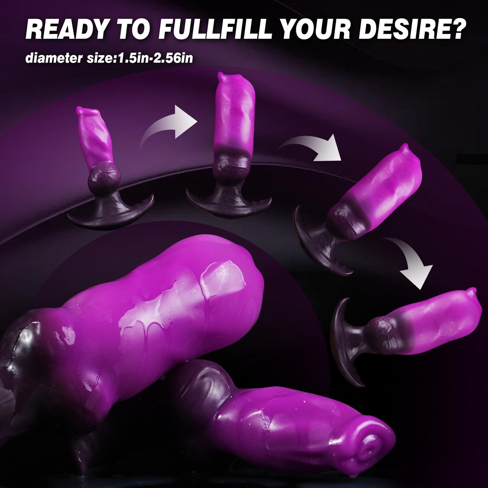 Gradient Violet – Silicone Inflatable Dildo | Body-Safe, Gradient, Pink - Image 4
