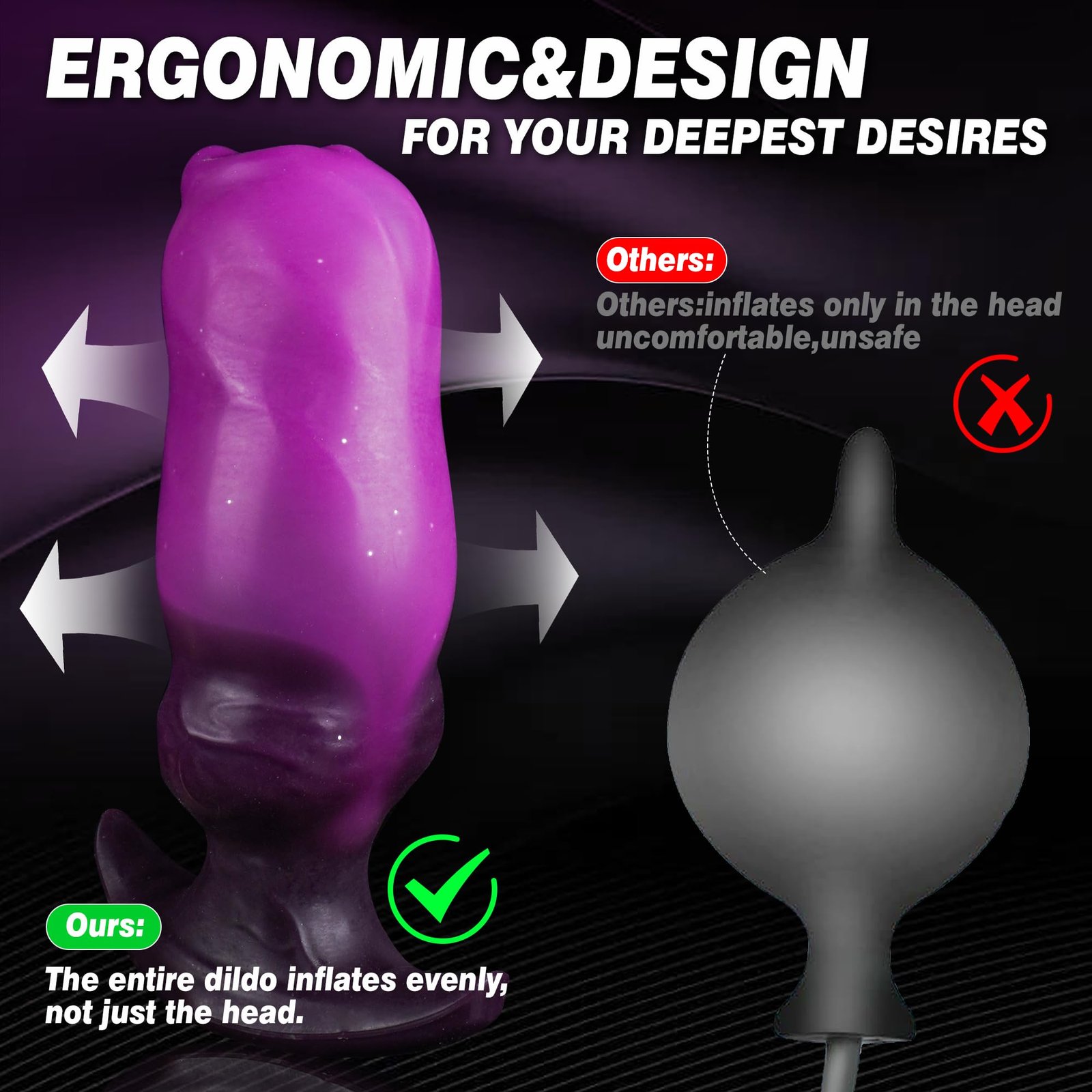 Gradient Violet – Silicone Inflatable Dildo | Body-Safe, Gradient, Pink - Image 6