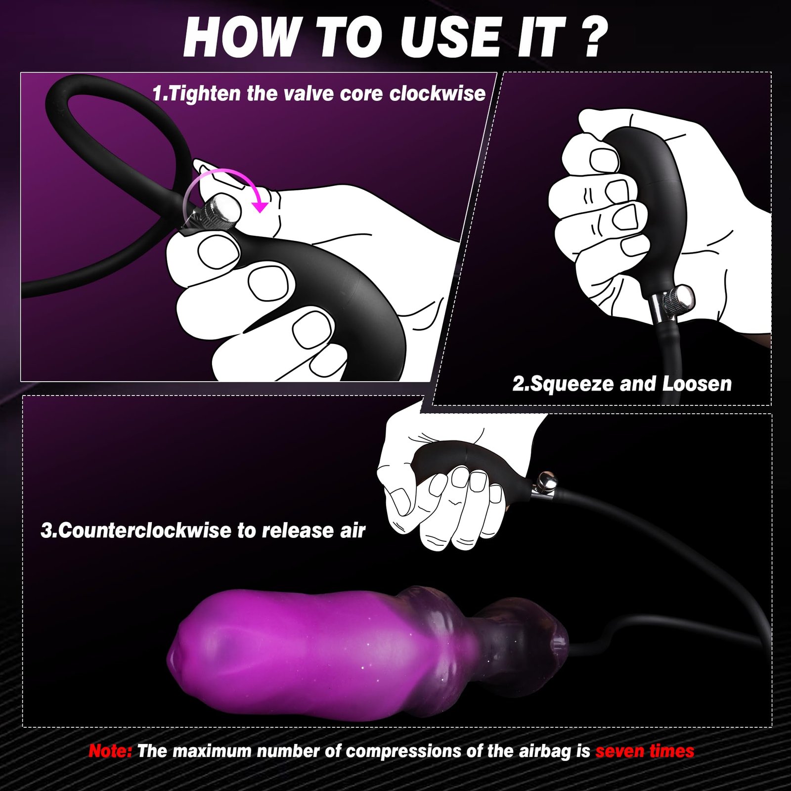 Gradient Violet – Silicone Inflatable Dildo | Body-Safe, Gradient, Pink - Image 8