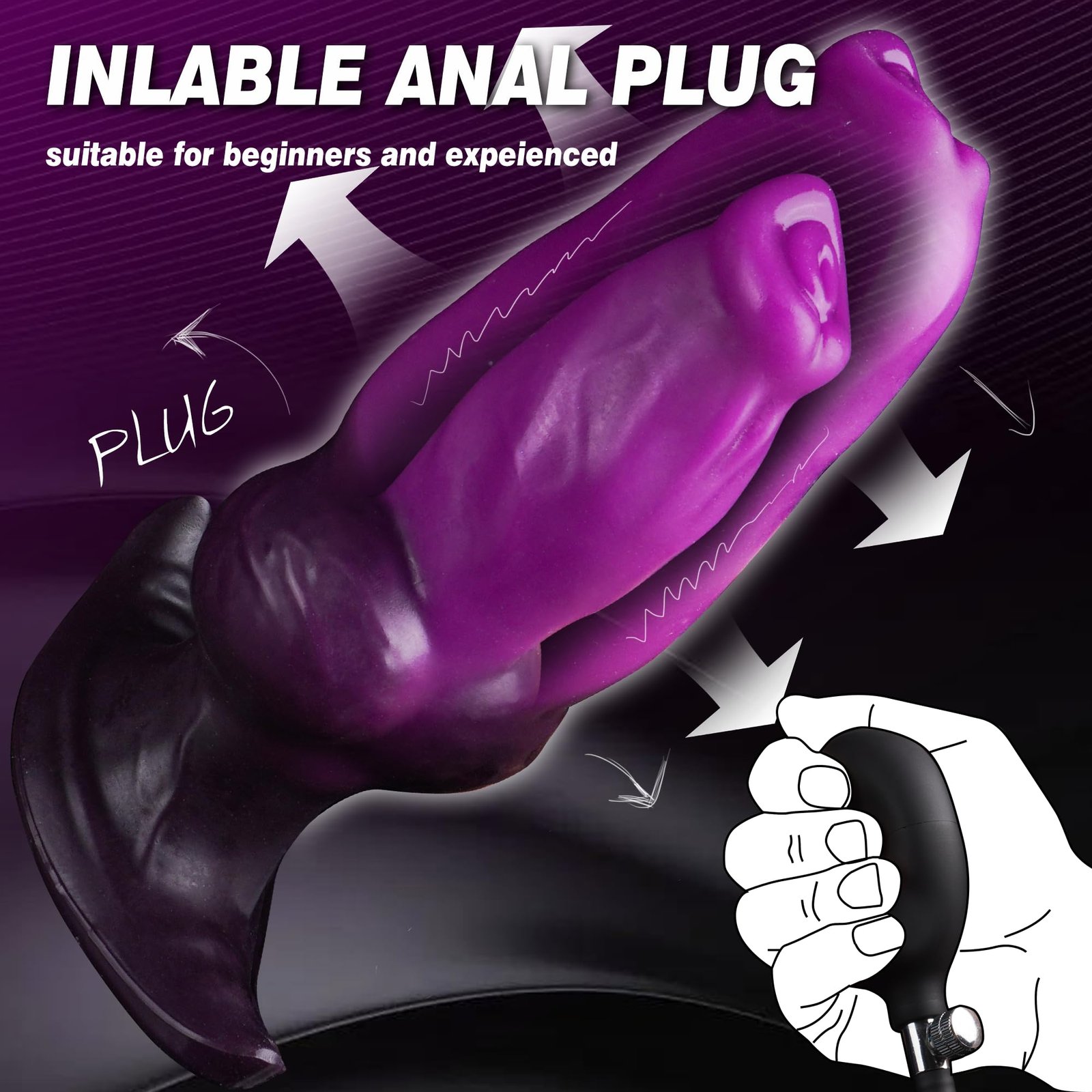 Gradient Violet – Silicone Inflatable Dildo | Body-Safe, Gradient, Pink - Image 9