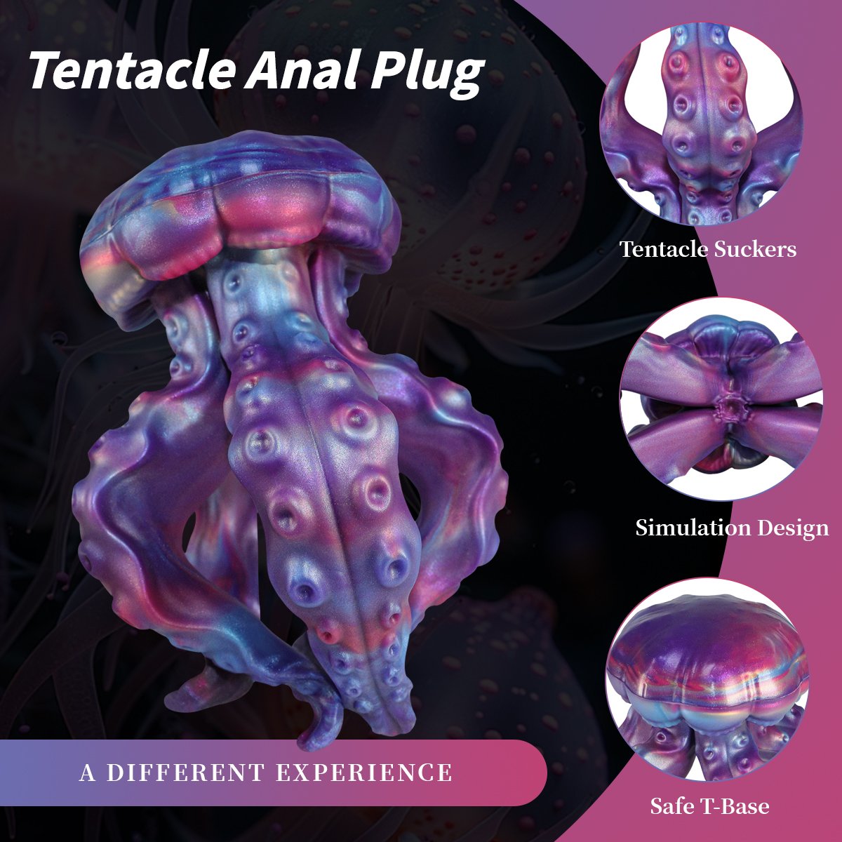 Octopus Tentacle – Silicone Tentacle Dildo | Tentacle, Gradient, Purple - Image 6