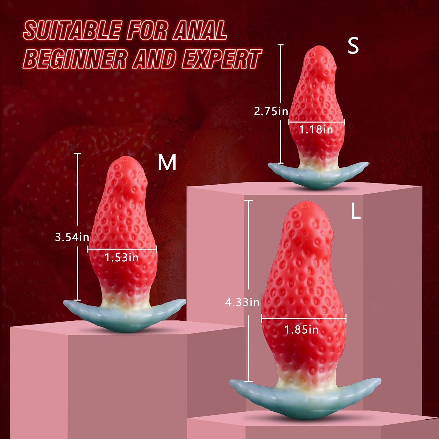 Sweet Berry – Silicone Dildo | Body-Safe, Gradient, Strawberry, Crimson - Image 5