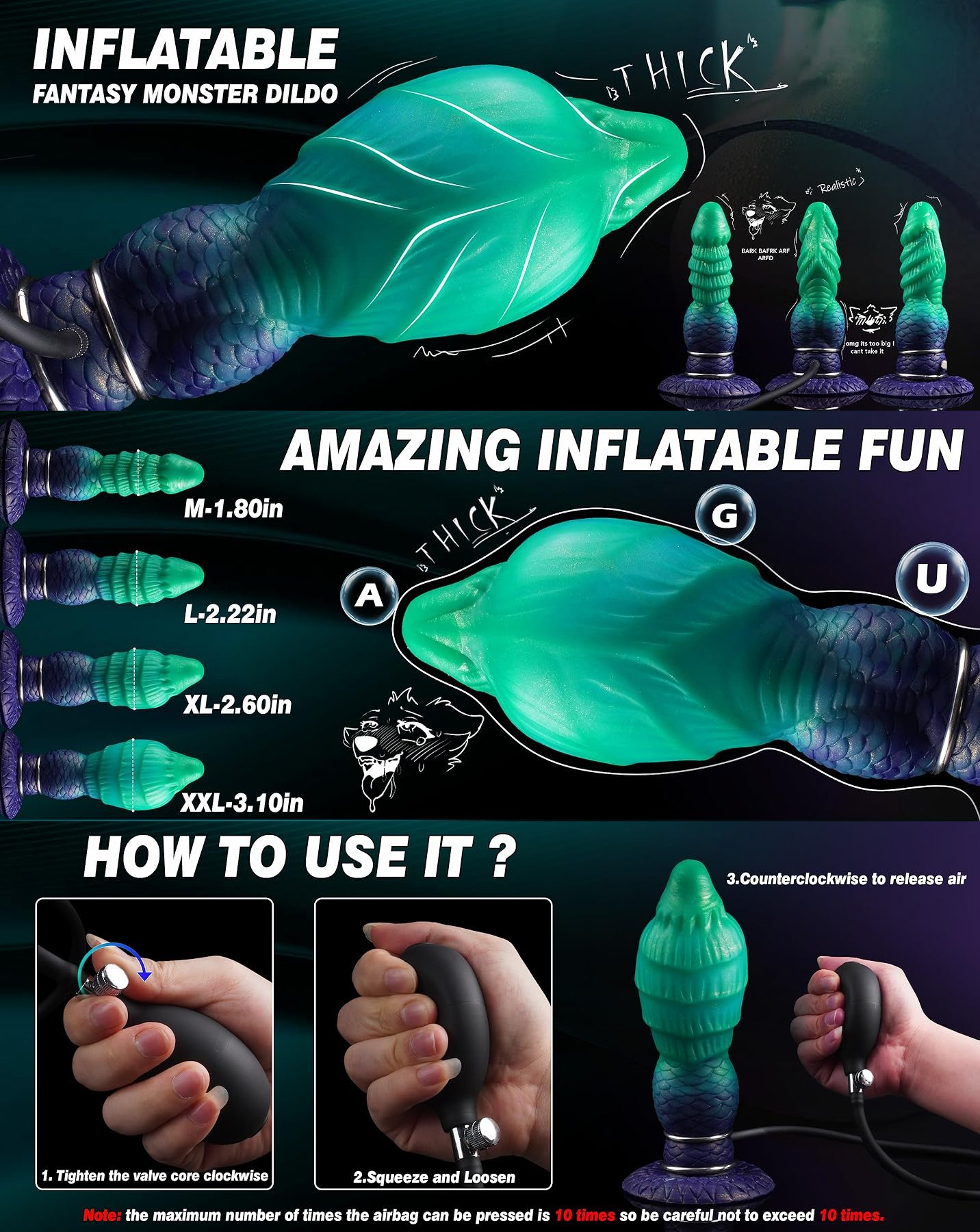 Gradient Inflatable – Silicone Inflatable Dildo | Gradient, Green - Image 6