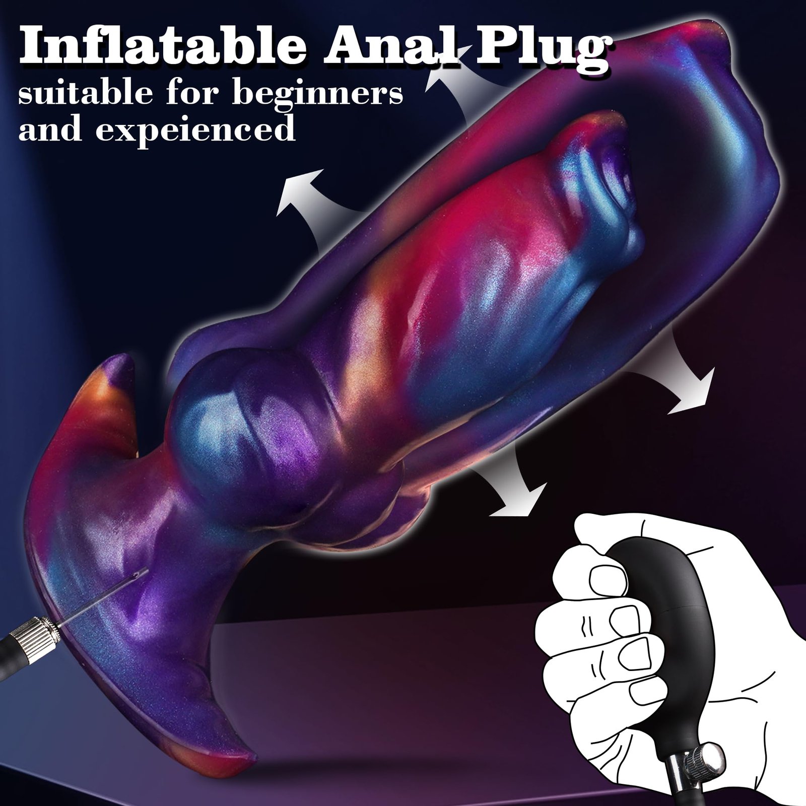 Gradient Violet – Silicone Inflatable Dildo | Body-Safe, Gradient, Fantasy - Image 3