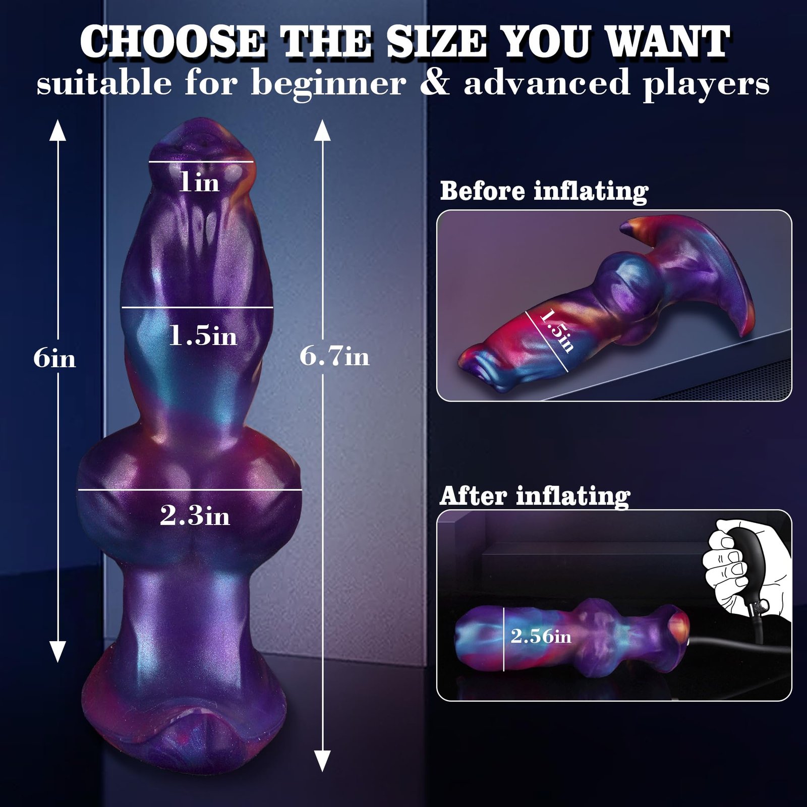 Gradient Violet – Silicone Inflatable Dildo | Body-Safe, Gradient, Fantasy - Image 7
