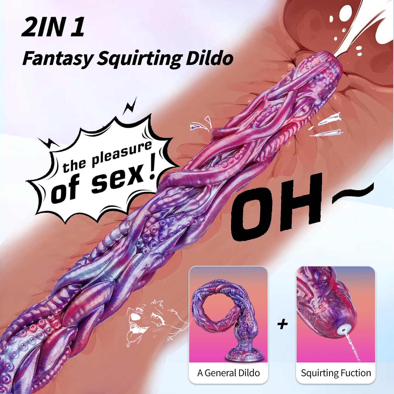 Deep Blue – Liquid Silicone Snake Dildo | Suction Base, Deep, Realistic, Blue - Image 8