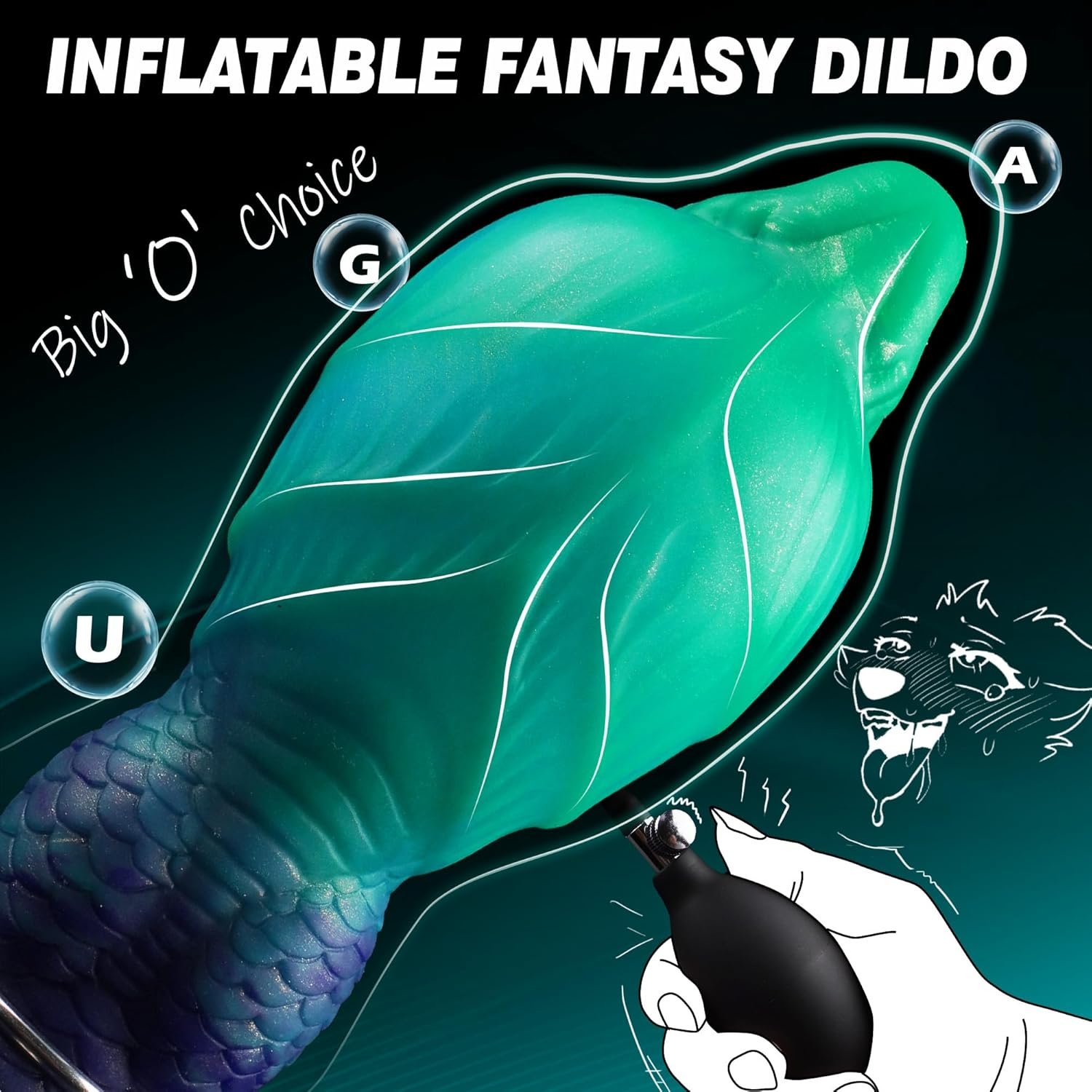 Gradient Inflatable – Silicone Inflatable Dildo | Gradient, Green - Image 8