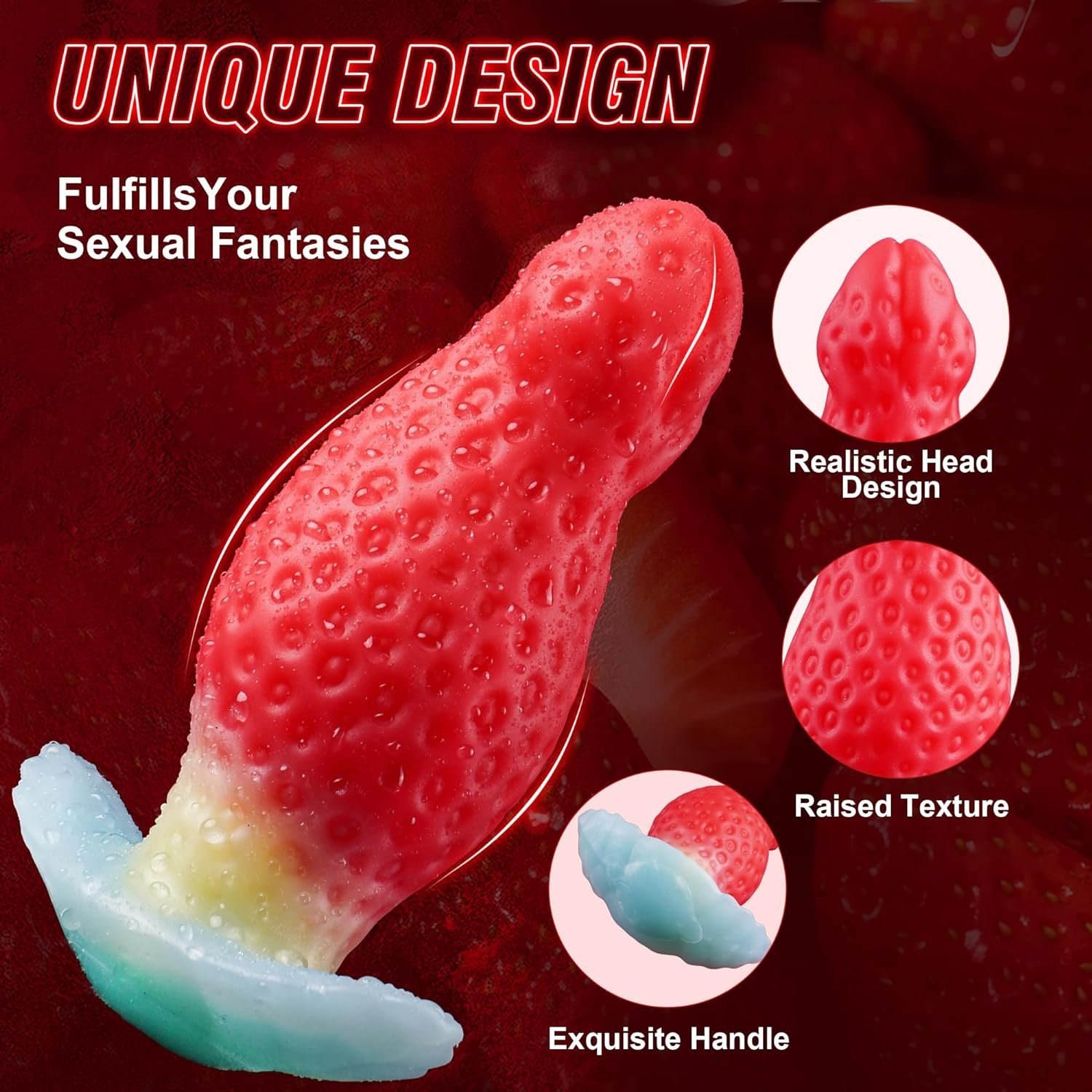 Sweet Berry – Silicone Dildo | Body-Safe, Gradient, Strawberry, Crimson - Image 11