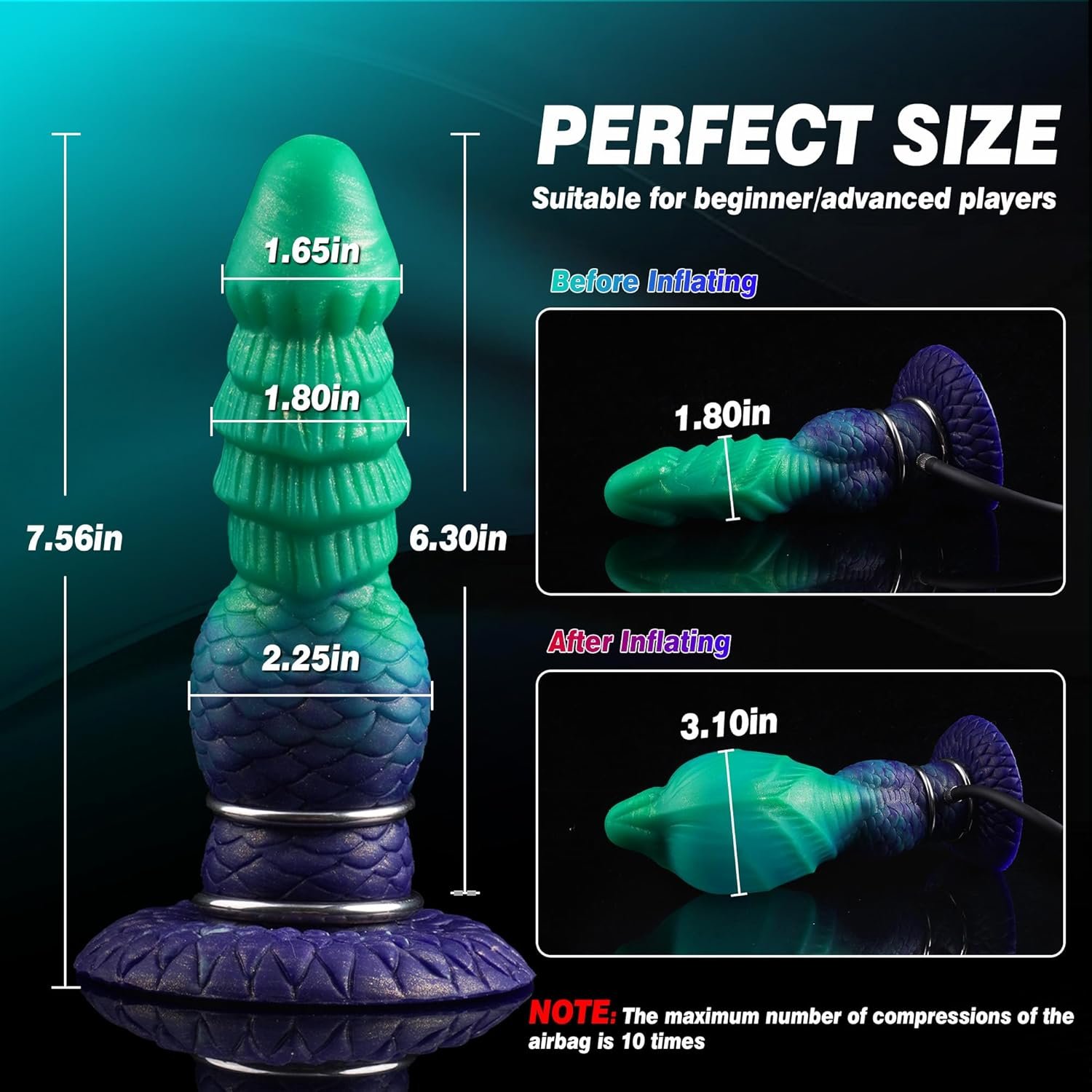 Gradient Inflatable – Silicone Inflatable Dildo | Gradient, Green - Image 9