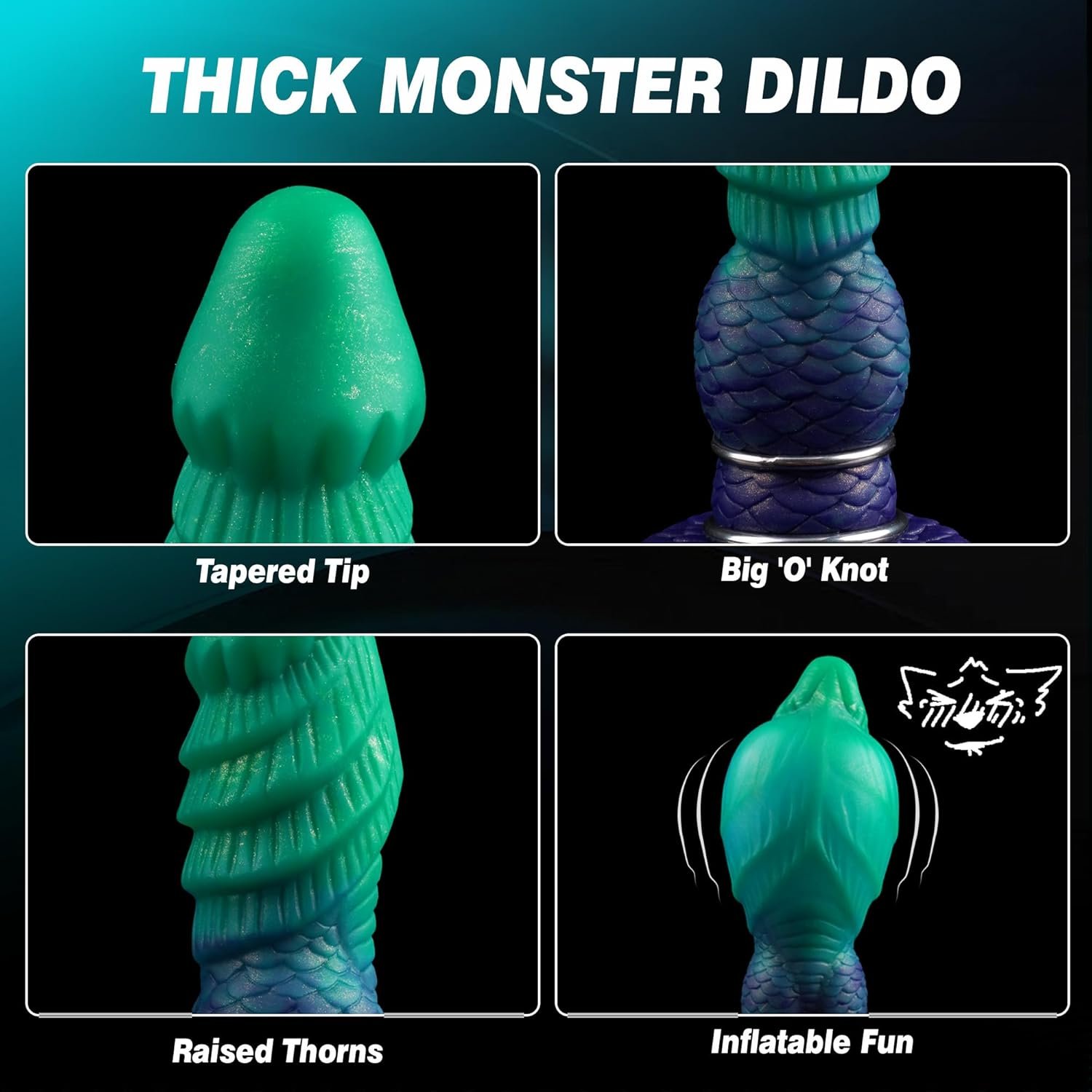 Gradient Inflatable – Silicone Inflatable Dildo | Gradient, Green - Image 10