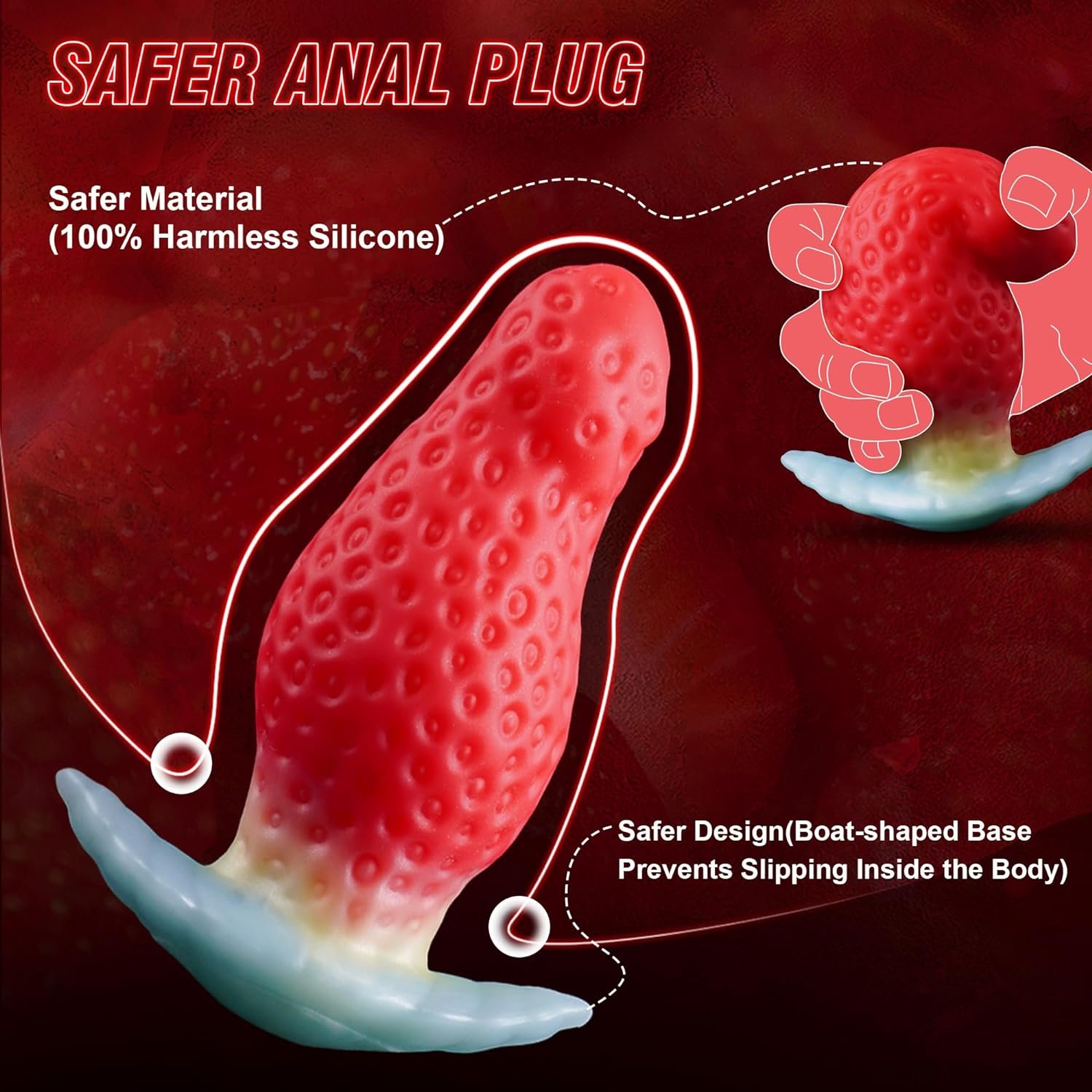 Sweet Berry – Silicone Dildo | Body-Safe, Gradient, Strawberry, Crimson - Image 13